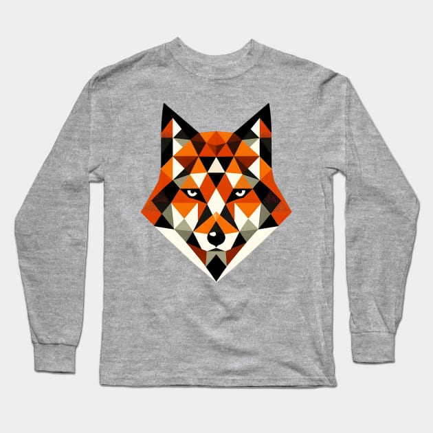 Geometric Fox Long Sleeve T-Shirt by Theme Fusion